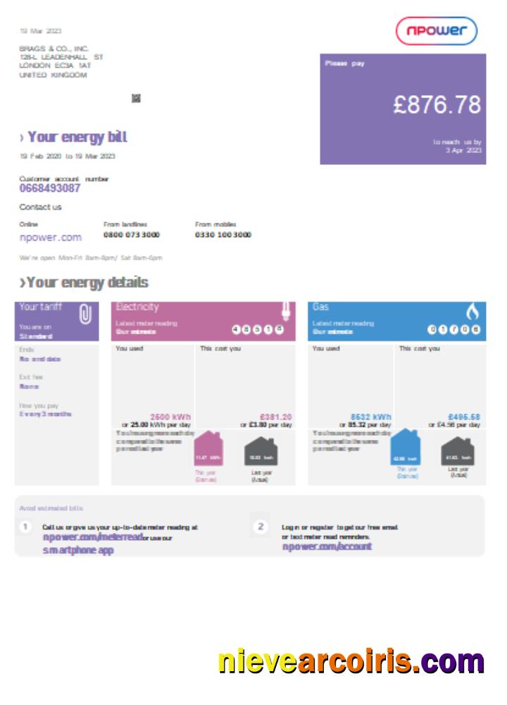 Npower utility business bill, version 1